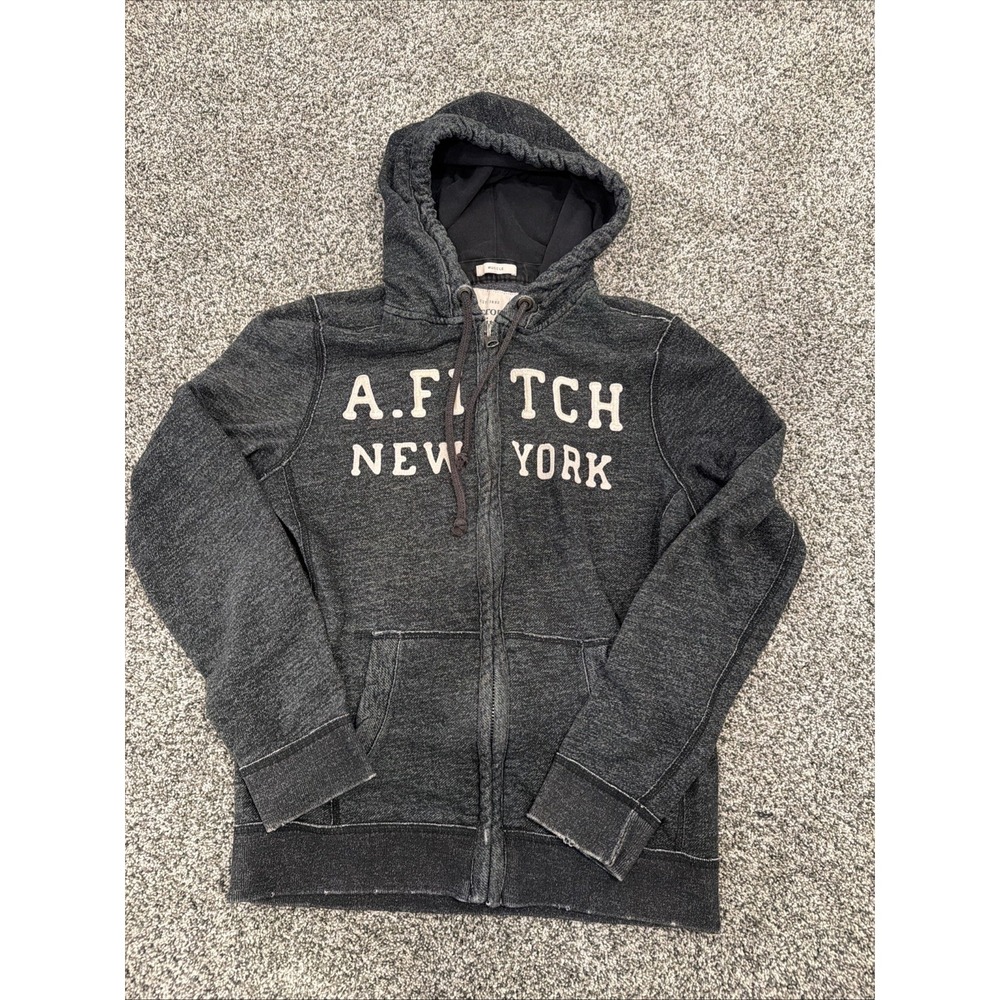 Abercrombie & Fitch Fleece Full Zip Hoodie Mens Small Muscle Fit Y2K Gray